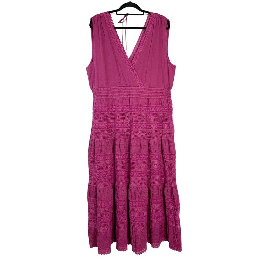 Sundance Crochet Lace Maxi Dress Size XL Surpliced V-Neck Sleeveless Pockets NEW